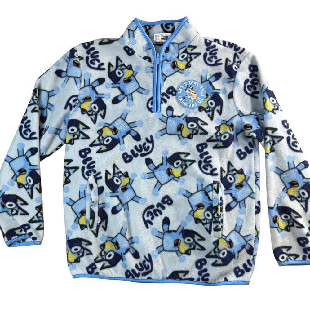 Bluey Polar Fleece Jacket All-Over Print 1/4 Zip Size Large
